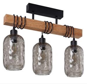 Brilagi - Lustru aplicat WOOD GLASS 3xE27/60W/230V pin/negru/gri fumuriu