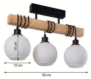 Brilagi - Candelabru montat pe tavan WOOD GLASS 3xE27/60W/230V pin/negru/alb