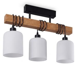 Brilagi - Lustră de tavan aplicată WOOD GLASS 3xE27/60W/230V pin/negru/alb