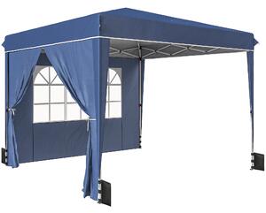 Outsunny Pavilion 3x3 m Pliabil Pop Up cu Înălțime Reglabilă, Pavilion de Grădină cu Pereți Laterali, Saci de Nisip, Geantă de Transport, UV50+, pentru Exterior Camping Petreceri, Albastru Închis | Aosom Romania