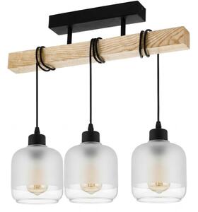 Brilagi - Lustră aplicată WOOD GLASS 3xE27/60W/230V pin/negru/alb