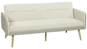 HOMCOM Canapea Extensibilă 3 Locuri Convertibilă cu Cotiere din PU, Colțar Reclinabil Clic Clac în Catifea cu Picioare Metalice și Cadru din Lemn, pentru Living sau Dormitor, 185x84x83 cm, Bej | Aosom Romania