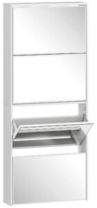 HOMCOM Dulap pentru Pantofi Economizor de Spațiu cu 4 Uși cu Oglindă 63x17x146 cm Alb | Aosom Romania