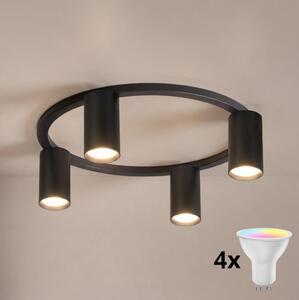Brilagi - Plafonieră LED RGBW reglabilă SELE 4xGU10/6,5W/230V neagră
