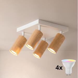Brilagi - Spot LED RGBW dimmabil SELE SQUARE 4xGU10/6,5W/230V alb/stejar