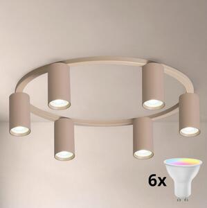 Brilagi - LED RGBW plafonieră dimmabilă SELE 6xGU10/6,5W/230V bej
