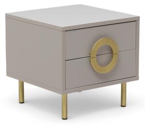 Noptieră cu sertare Gotimo 46 cm – cashmere / picioare aurii