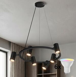 Brilagi - Lustră LED RGBW reglabilă pe cablu SELE 6xGU10/6,5W/230V, negru