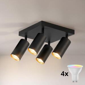 Brilagi - Spot LED RGBW dimerizabil SELE SQUARE 4xGU10/6,5W/230V negru/auriu