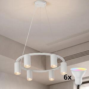 Brilagi - Lustră LED RGBW dimabilă, suspendată pe cablu SELE, 6xGU10/6,5W/230V, albă