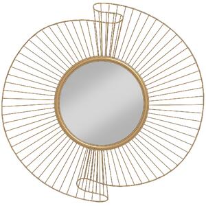 HOMCOM Oglindă Decorativă de Perete Rotundă, Design Modern cu Benzi Metalice și Ramă Plisată, Pentru Sufragerie, Dormitor și Hol, 60x60 cm, Auriu | Aosom Romania