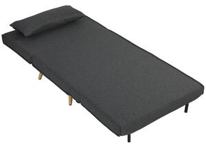 HOMCOM Fotoliu Extensibil 3 în 1 cu Spătar Reglabil pe 3 Niveluri și Pernă, Material Textil cu Aspect de In, Gri | Aosom Romania