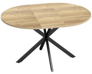 HOMCOM Extendable Dining Table for 4-6, 100-135 cm Industrial Kitchen Table with Butterfly Leaf and X-Shape Base, Round to Oval for Dining Room, Living Room, Natural Wood Finish | Aosom Romania