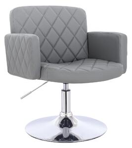 HC802N Scaun Gri din Piele Ecologica cu Bază Cromata