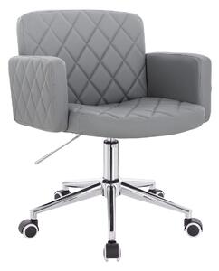 HC802K Scaun Gri din Piele Ecologica cu Bază Cromata