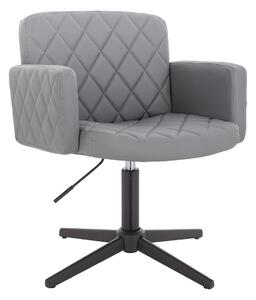 HC802CROSS Scaun Gri din Piele Ecologica cu Bază Neagră