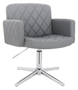 HC802CROSS Scaun Gri din Piele Ecologica cu Bază Cromata