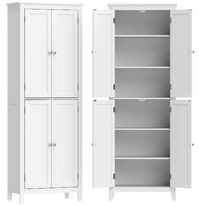 HOMCOM Dulap De Baie Slim Cu 2 Uși, Rafturi Reglabile, MDF, Metal, 60x30x170 cm, Alb | Aosom Romania
