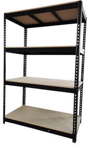 Bibliotecă neagră cu 4 rafturi 180 x 150 x 60 cm