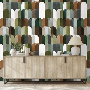 Fototapet modele arcuite verde-maro