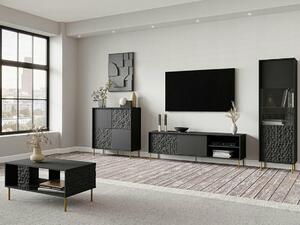 Set de living Ciretre 105, Negru, Auriu, PAL laminat, MDF