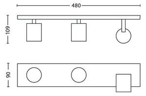 Philips RUNNER 53093/48/12 - Spot LED RGBW dimabil, 3x GU10 4,8W 230V, finisaj cromat, cu telecomandă inclusă