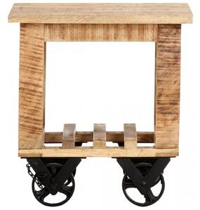 Masa laterala cu roti, 40 x 40 x 42 cm, lemn de mango nefinisat - V320936V