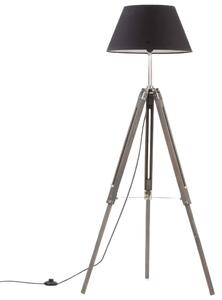 VidaXL Lampa de podea cu trepied, gri negru, 141 cm, lemn masiv tec Gri