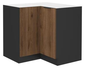 Dulap inferior de bucătărie, de colț Monzesa 90x90 DN 2F BB (Nuc okapi + Negru) . 1096945