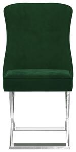 Scaun sufragerie verde închis 53x52x98 cm catifea & oțel inox