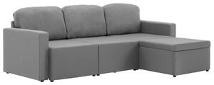 Canapea extensibilă modulară cu 3 locuri, gri deschis, textil