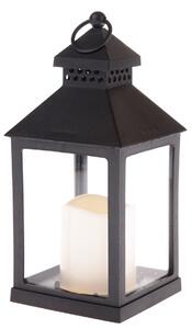 Lanternă cu lumânare LED Vintage negru, 10 x 20 x10 cm, alb cald, plastic