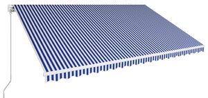 Copertină retractabilă manual, albastru și alb, 500 x 300 cm