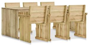 Set mobilier de exterior, 7 piese, lemn de pin tratat