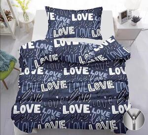 Lenjerie de pat din bumbac TRUE LOVE albastru Dimensiune lenjerie de pat: 70 x 90 cm | 140 x 200 cm