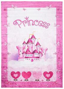 Covor pentru fete cu un motiv de castel pentru prințese Lăţime: 160 cm | Lungime: 220 cm