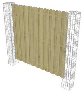 Panou gard de grădină cu stâlpi gabion 180x180 cm lemn pin