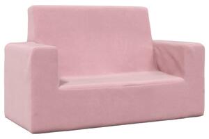 Canapea pentru copii cu 2 locuri, roz, pluș moale