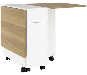 HOMCOM Masă Extensibilă pentru 6 Persoane, Masă Pliabilă cu Roți, 2 Sertare și Dulapior, 140x76x74 cm, Alb | Aosom Romania