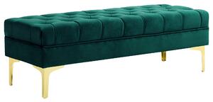 HOMCOM Bancă Hol, cu Husă Capitonată din Catifea cu Picioare Metalice pentru intrare, dormitor sau sufragerie, 118x45x42 cm, Verde | Aosom Romania