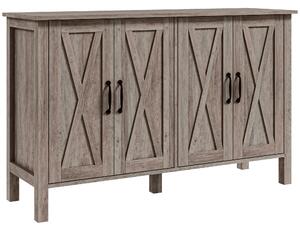 HOMCOM Dulap în Stil Rustic cu 2 Rafturi Reglabile pentru Depozitare, Dulap pentru TV cu 4 Uși, 120x37x75 cm, Gri | Aosom Romania