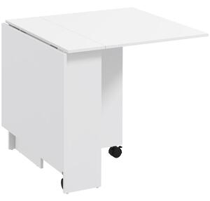 HOMCOM Masă Pliabilă și Extensibilă pentru 4-6 Persoane cu 2 Rafturi și 2 Roți, din Lemn și Metal, 140x80x74 cm, Alb | Aosom Romania