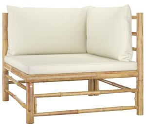 Set mobilier de grădină cu perne alb crem, 12 piese, bambus
