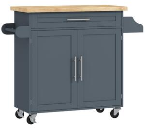 HOMCOM Cărucior Multifuncțional de Bucătărie cu Sertar, Roți, Suport pentru Condimente și Dulăpior, 109x40x89 cm, Gri | Aosom Romania