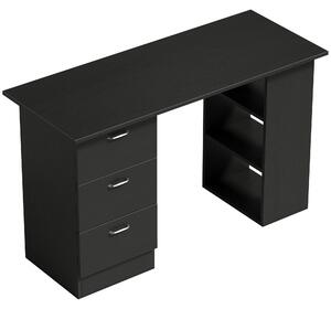 HOMCOM Birou de Calculator Modern, Masa de Lucru cu 3 Sertare și Raft pentru Depozitare, Design Elegant, Negru | Aosom Romania
