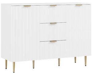 HOMCOM Dulap de Depozitare pentru Bucatarie cu 3 Sertare, Rafturi Reglabile și Picioare Metalice, 120x40x89,5 cm, Alb | Aosom Romania
