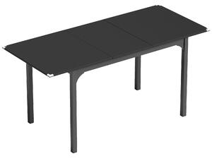 HOMCOM Masă de Grădină Extensibilă pentru 4-6 Persoane cu Picioare din Oțel, 160x70x75 cm, Negru | Aosom Romania