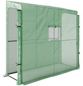 Outsunny Sera Inclinata Portabila 200x80x200cm cu 2 Usi Rulante Fereastra Plasa Verde | Aosom Romania