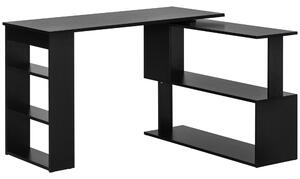 HOMCOM Birou pentru Calculator de Colț cu Design Rotativ în Formă de L și 5 Rafturi, 120x110x74.5 cm, Negru | Aosom Romania