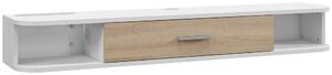 HOMCOM，Suport TV，Cu 2 Rafturi Deschise și Dulap cu Ușă Rabatabilă，MDF，120cm x 26cm x 16cm，Alb, gri | Aosom Romania